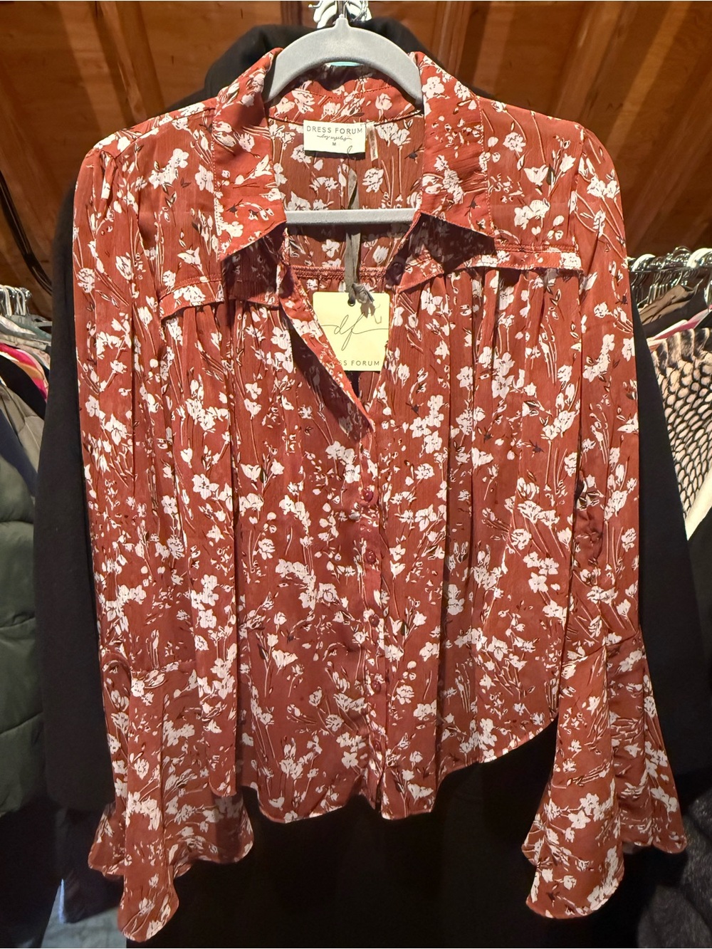 Dress Forum Rust Floral Long Sleeve Maxi Dress